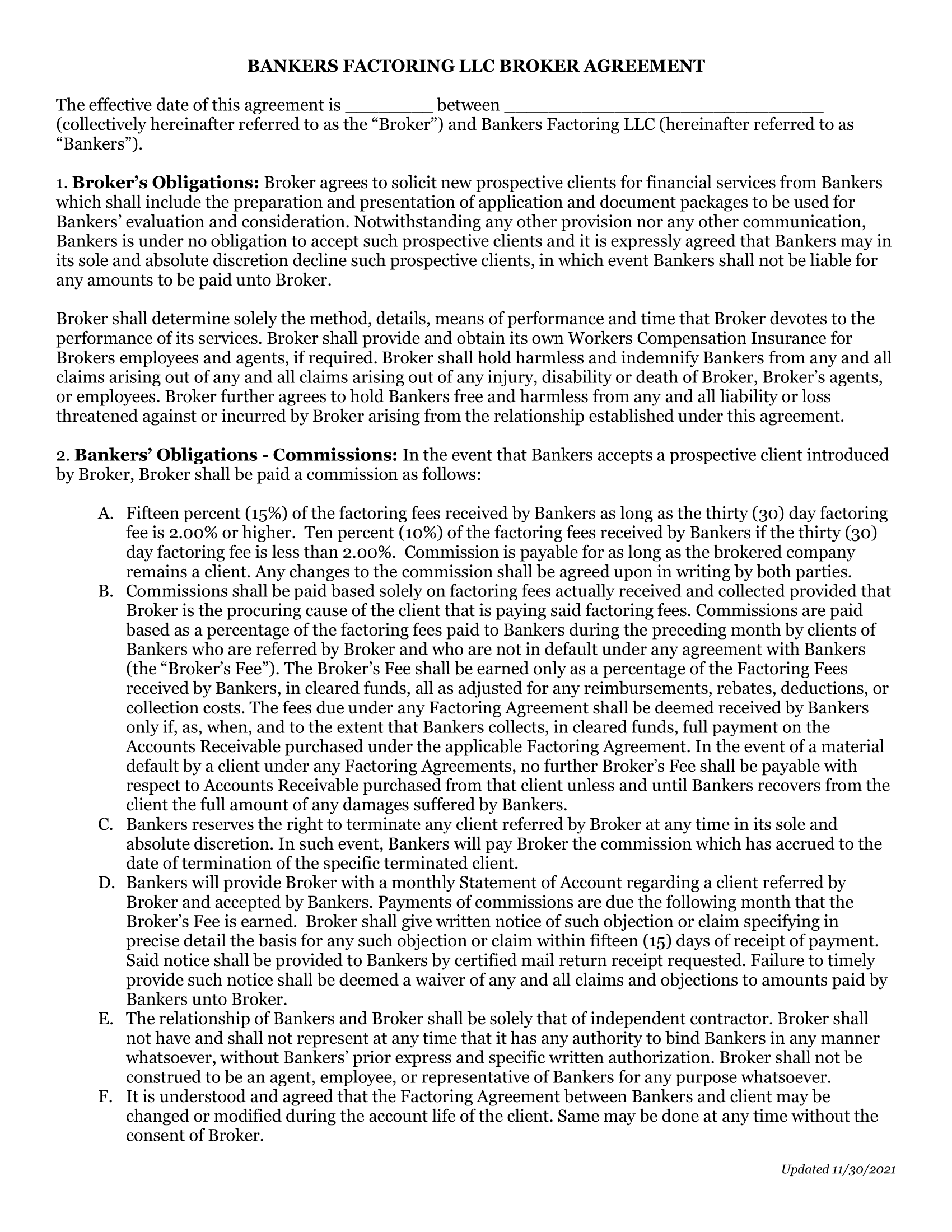 Online Broker Agreement Page One
