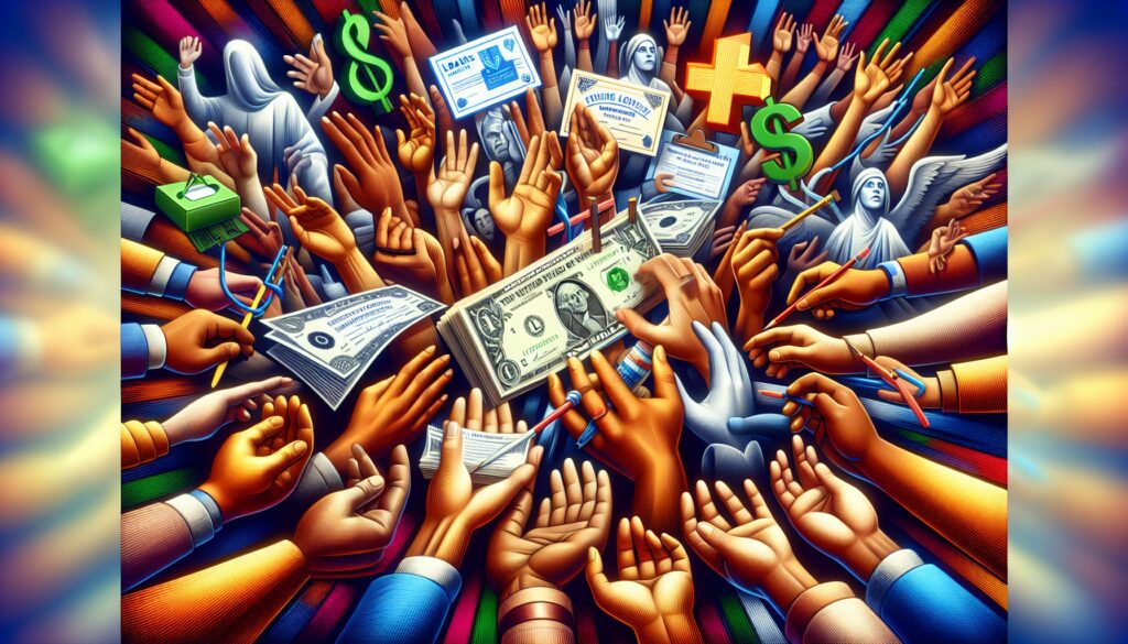 diverse hands holding a variety of funding options