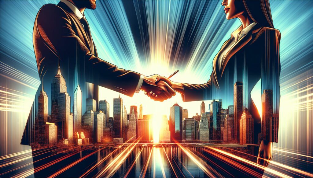 A handshake between a business owner and a factoring company representative