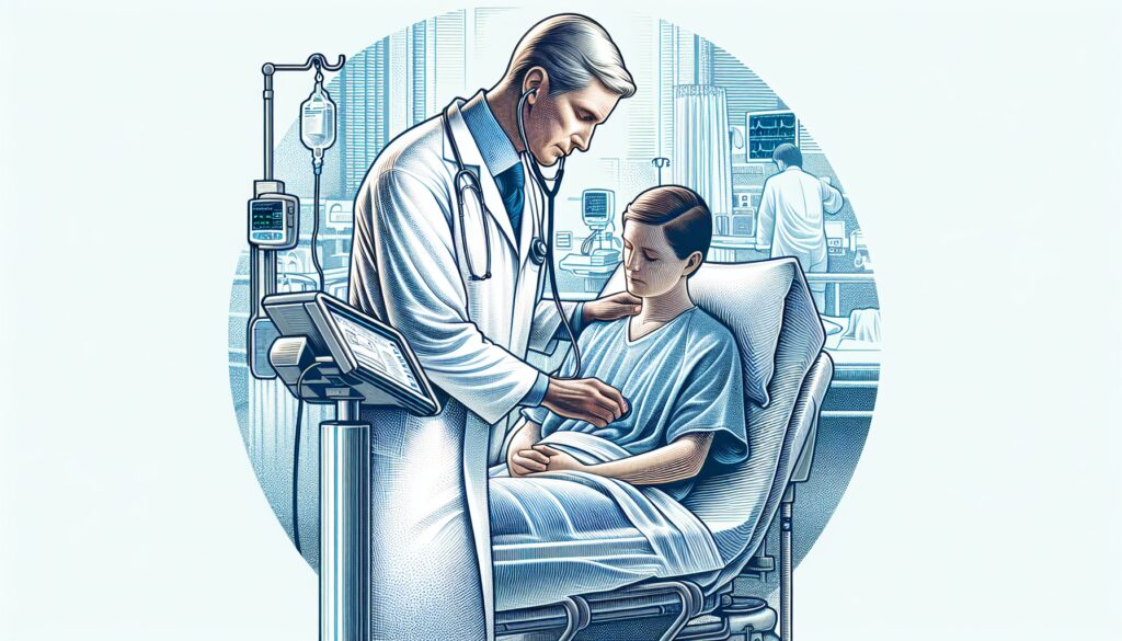 A healthcare professional providing medical care to a patient