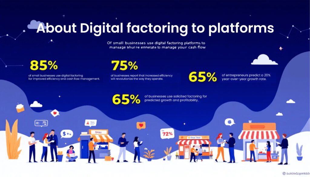 Digital factoring platforms showcasing various small businesses engaging with technology.